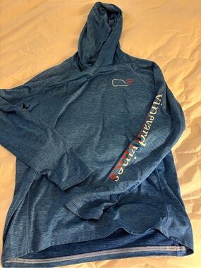 Vineyard Vines Heathered Blue Kids Performance Hoodie Rashguard
